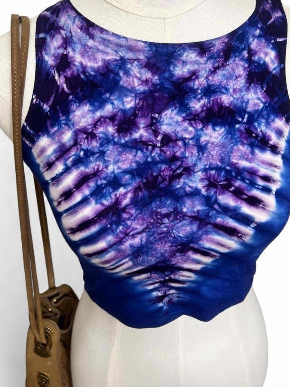 Warrior Within purple tiedye crop tank top bamboo fabric activewear festival